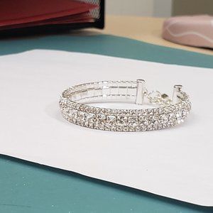 Nine West, NWOT, clear triple rhinestone jeweled bracelet